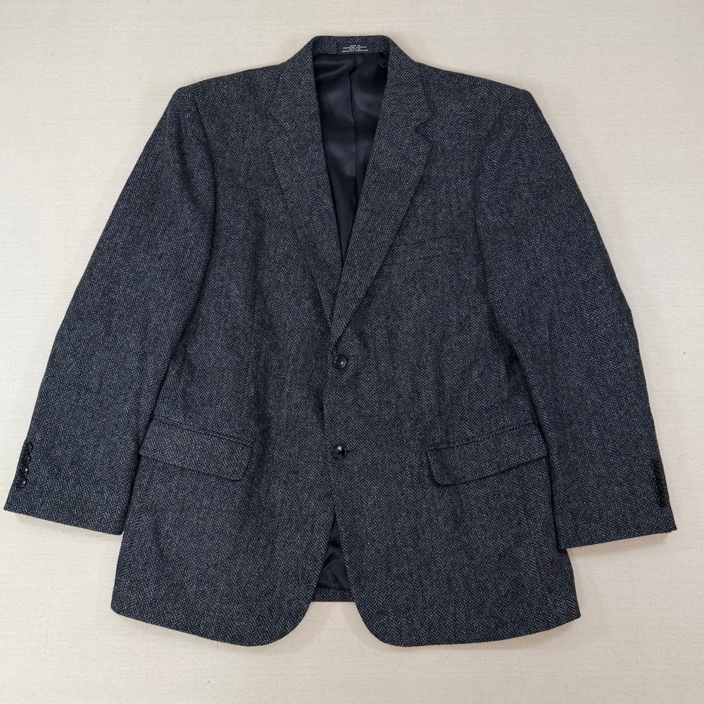 Barrington Mens Charcoal Grey Herringbone Two Button Blazer Sport Coat Size 42?